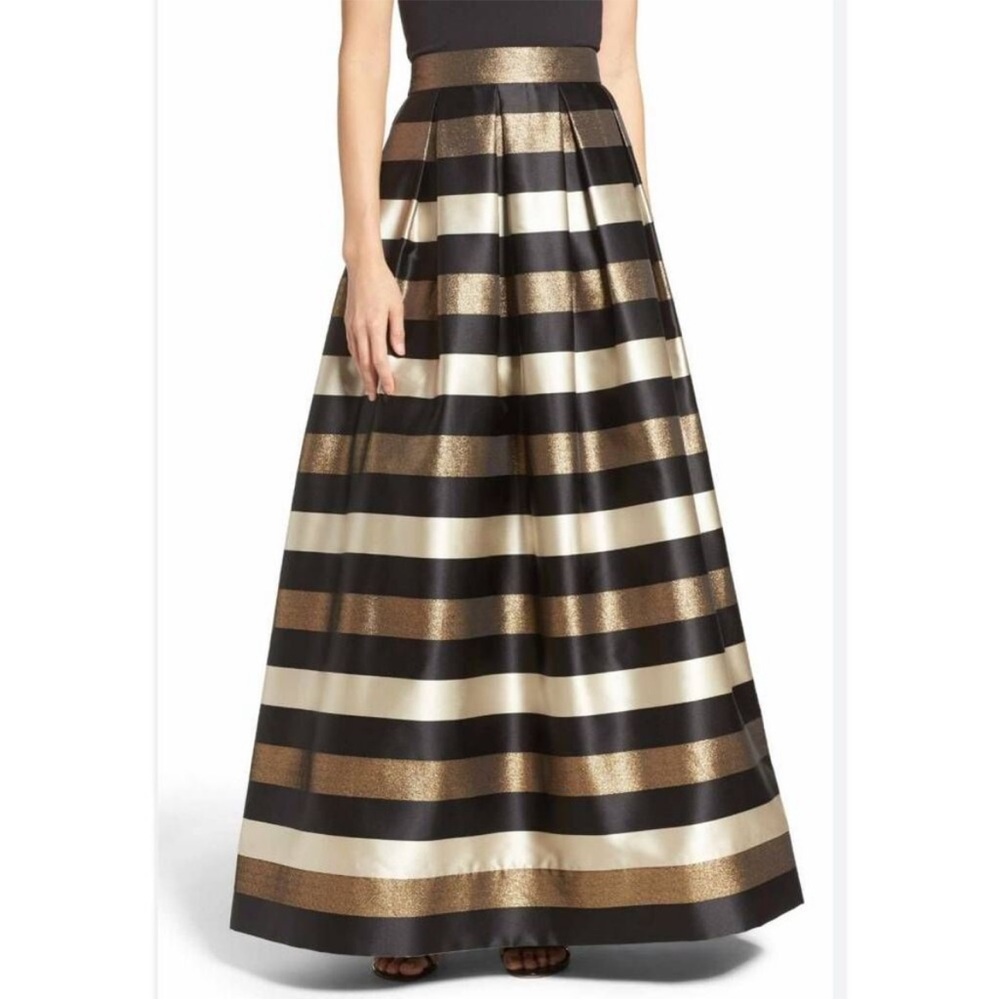 Eliza J Formal Metallic Striped Ball Maxi Skirt Size 14